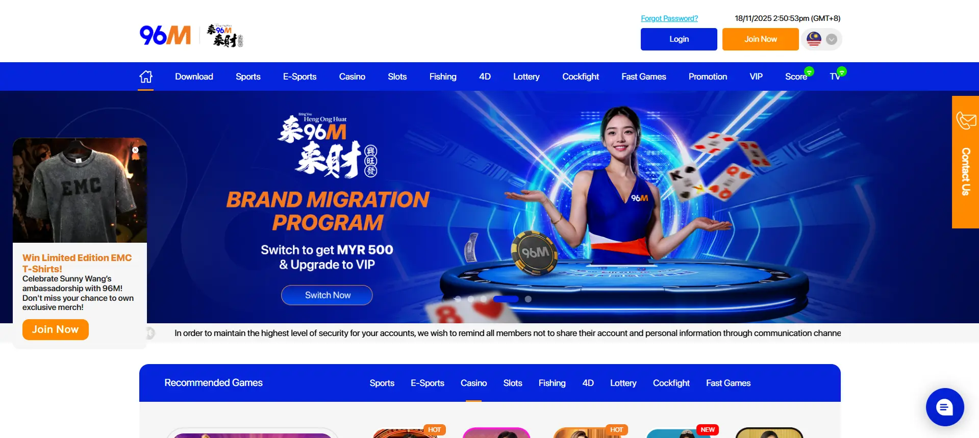 96M Online Casino Malaysia